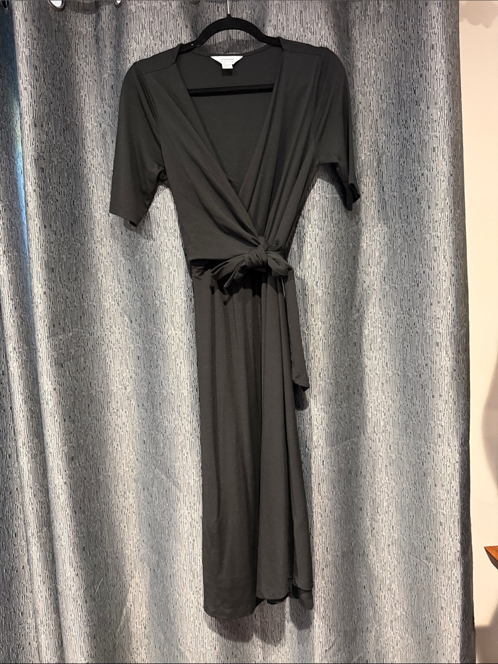 Seraphine maternity Black Wrap Midi Dress with Waist Tie